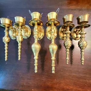 3 pairs of bronze antique wall candle sconce